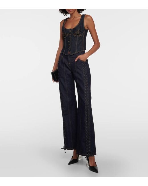 Jean Paul Gaultier Black Bustier-Top Aus Denim