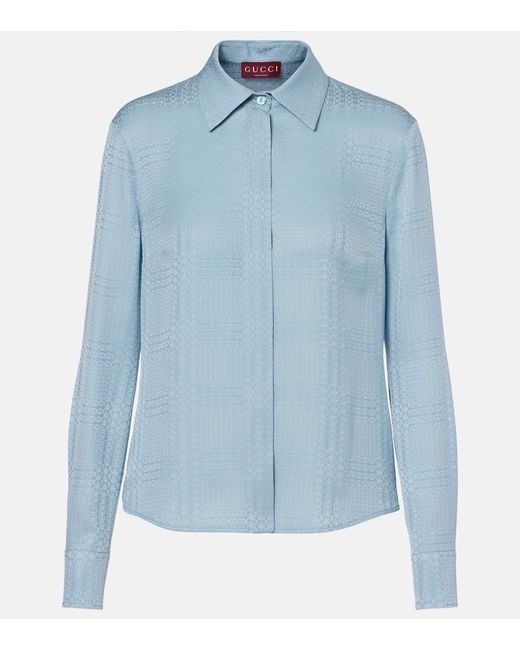 Gucci Blue Silk Shirt