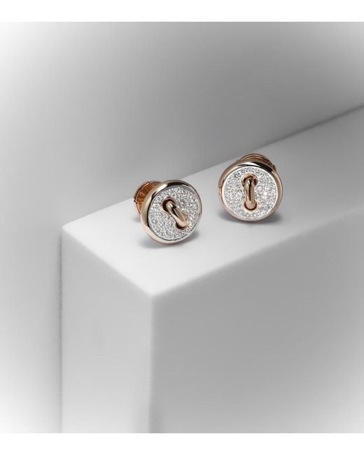 Pomellato White Pom Pom Dot 18Kt Rhodium-Plated Rose Earrings With Diamonds