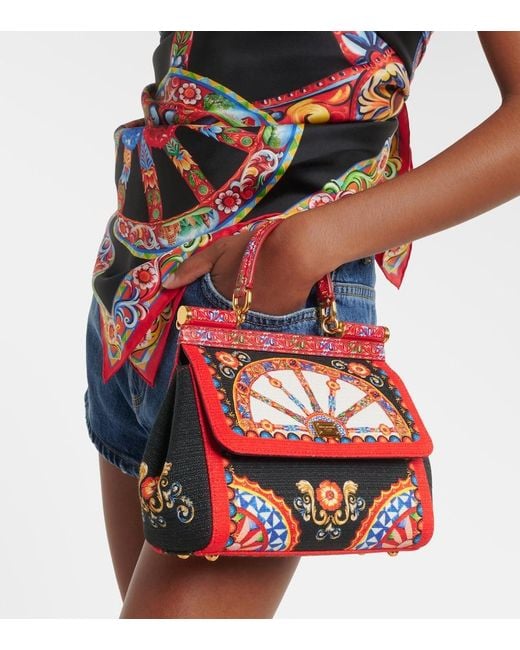 Dolce & Gabbana Red Sicily Medium Printed Top-Handle Bag
