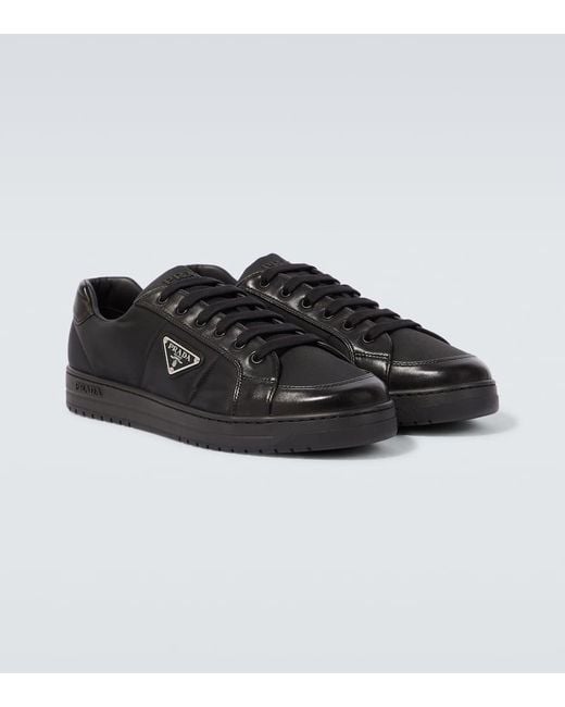 Prada Black Downtown Nappa Leather And Re-nylon Sneakers for men