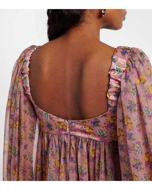 Dolce & Gabbana Pink Floral Lace-Trimmed Silk And Cotton-Blend Chiffon Minidress