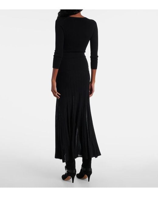 Isabel Marant Black Ezra Pleated Semi-Sheer Crepe Skirt