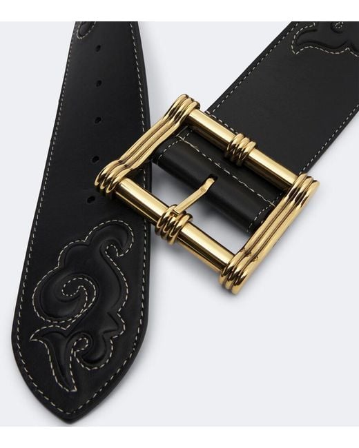 Etro Blue Embroidered Leather Belt