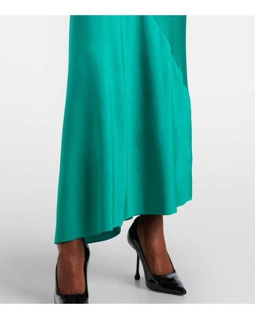 Victoria Beckham Blue Draped Asymmetric Satin Midi Dress