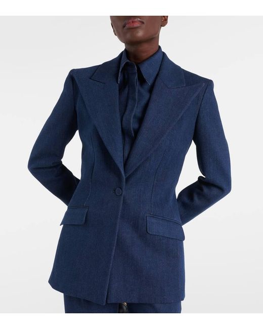 Gabriela Hearst Blue Leiva Single-Breasted Denim Blazer