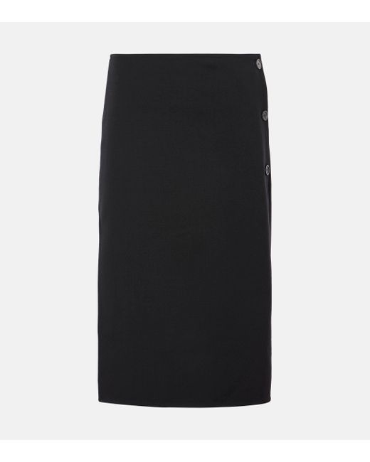 Courreges Black Wool-blend Midi Skirt