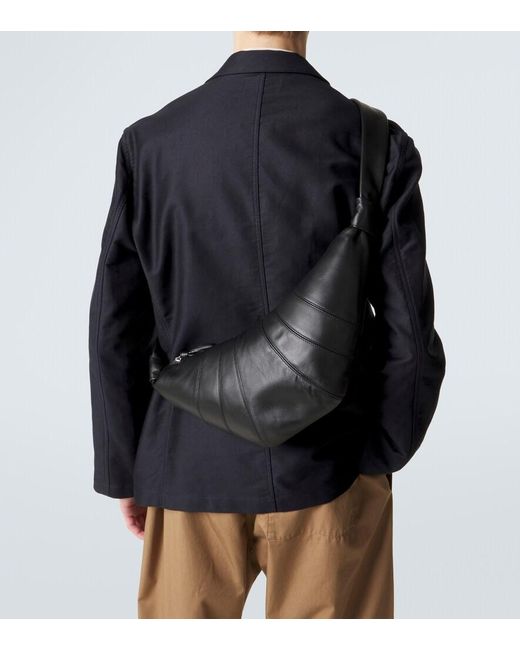 Lemaire Black Croissant Medium Leather Shoulder Bag for men
