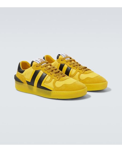 Lanvin Yellow Clay Leather-Trimmed Sneakers for men