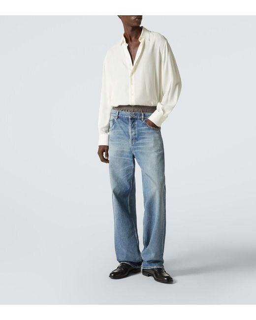 Saint Laurent Gray Silk Boxer Briefs for men
