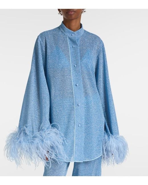 Oseree Blue Hemd Lumiere Plumage Mit Federn
