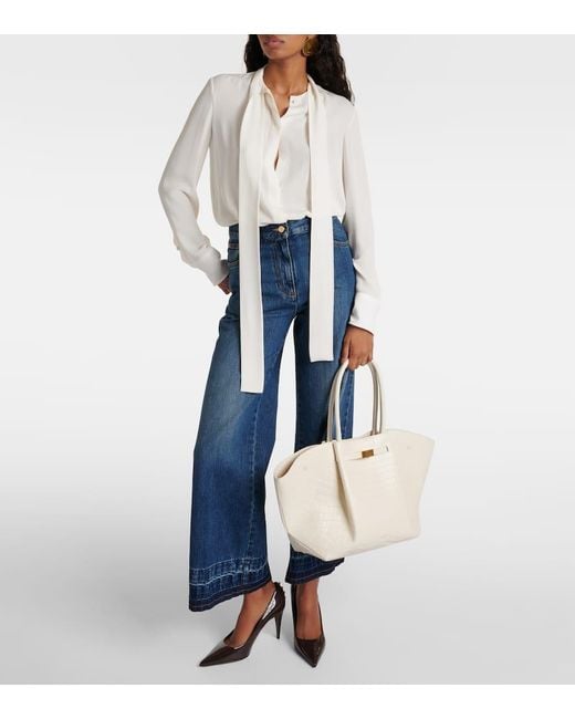 DeMellier London White New-York Croc-Effect Leather Tote Bag