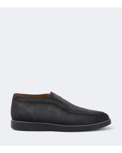Magnanni Shoes Black Loda Suede Slip-On Shoes for men