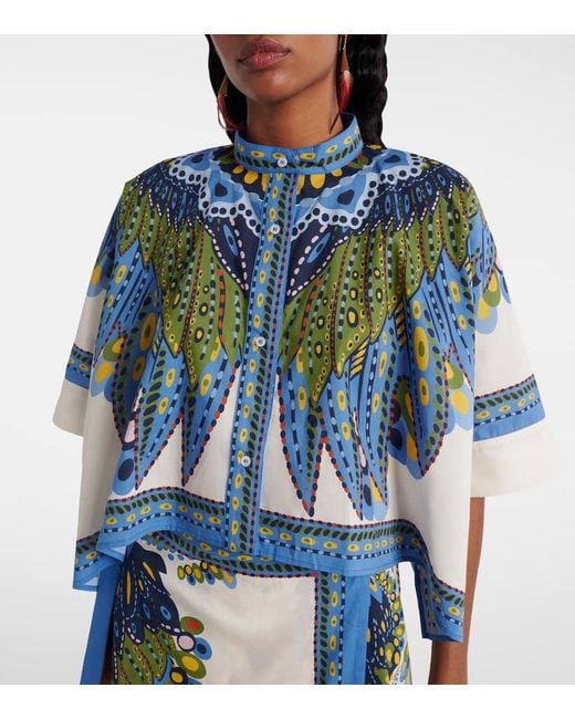 Camisa Cropped De Algodon LaDoubleJ de color Blue