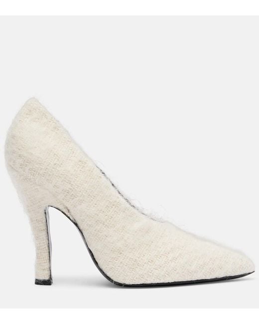 Magda Butrym White Leather-Trimmed Pumps