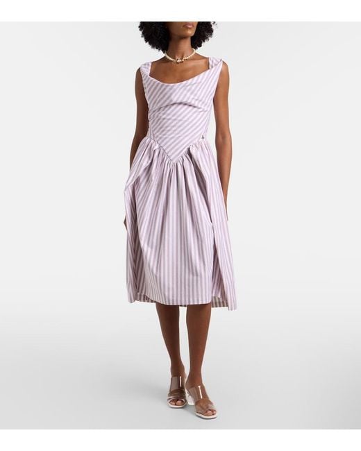 Vivienne Westwood Purple Sunday Striped Cotton Midi Dress
