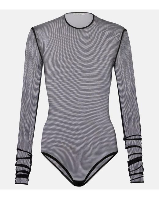 Nensi Dojaka Gray Sheer Bodysuit