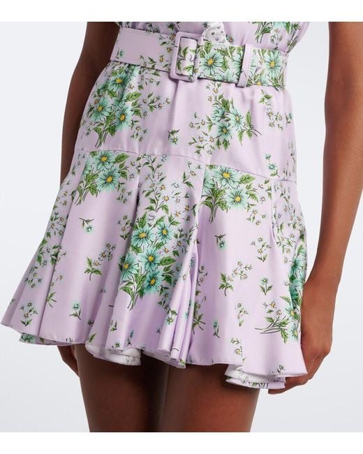 Rodarte White Floral Silk Twill Minidress