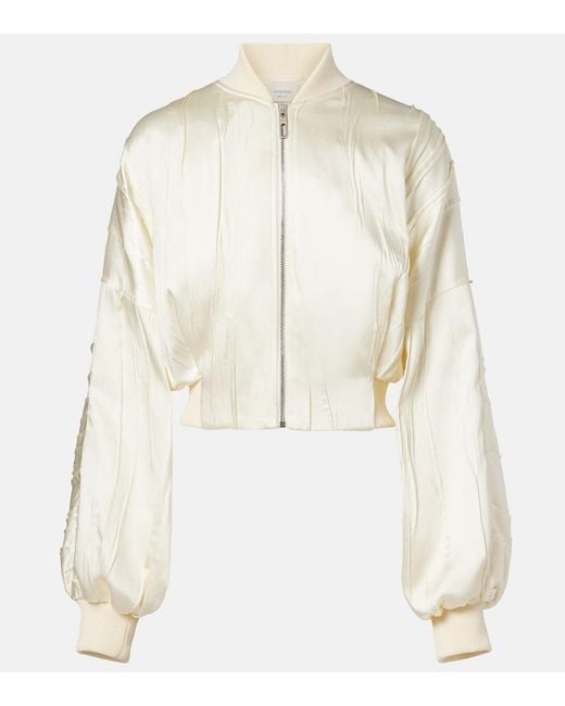 Sportmax Natural Zorro Cropped Bomber Jacket