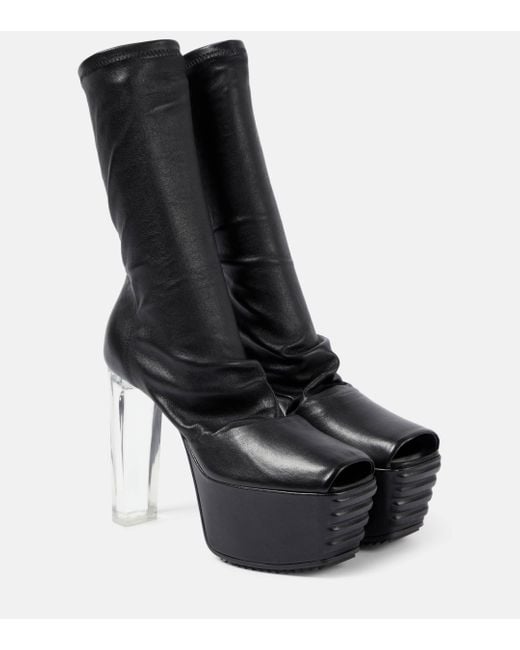 Rick Owens Black Minimal Grill Stretch 130 Leather Ankle Boots