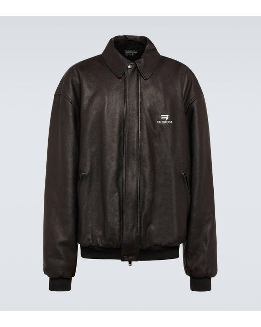 Balenciaga shearling store leather jacket