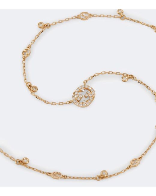 Gucci Metallic Interlocking G 18Kt Necklace With Diamonds