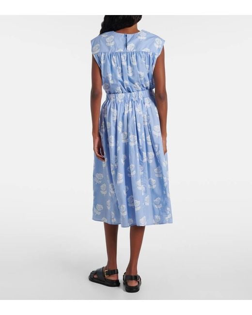 Jupe Midi En Coton A Fleurs Marni en coloris Blue
