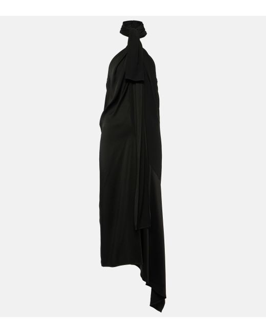 Givenchy Black Tie-neck Crepe Midi Dress