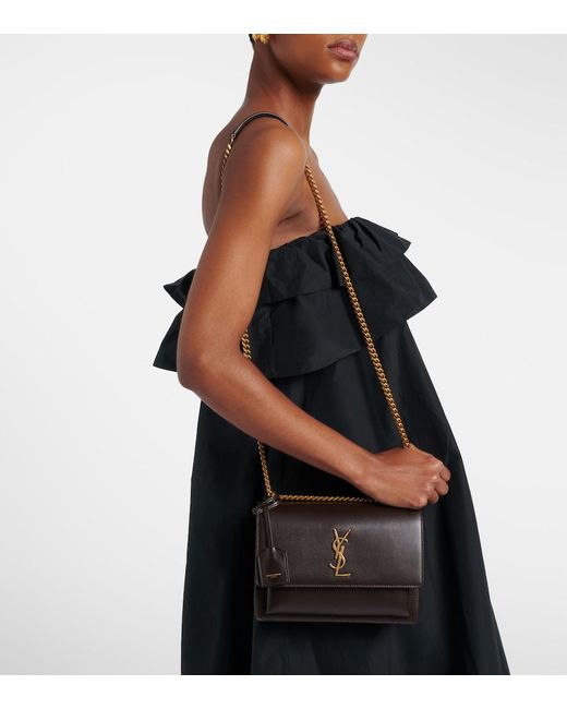Saint Laurent Black Cassandre Leather Shoulder Bag