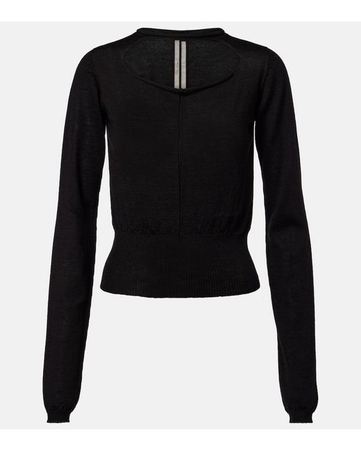 Rick Owens Black Cutout Virgin Wool Top