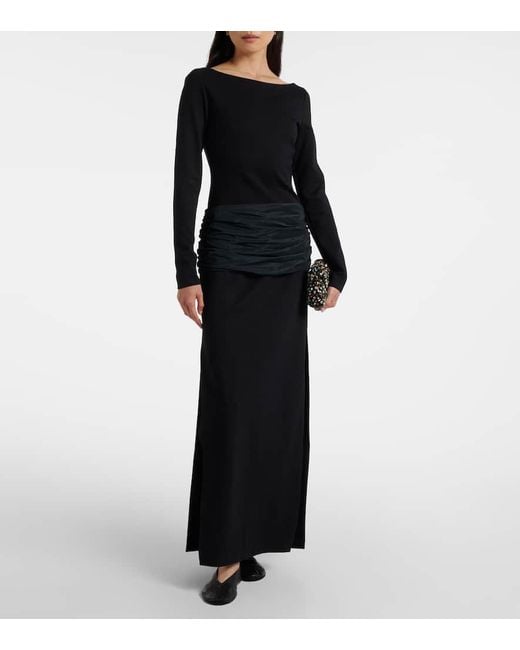 Staud Black Holland Draped Maxi Dress