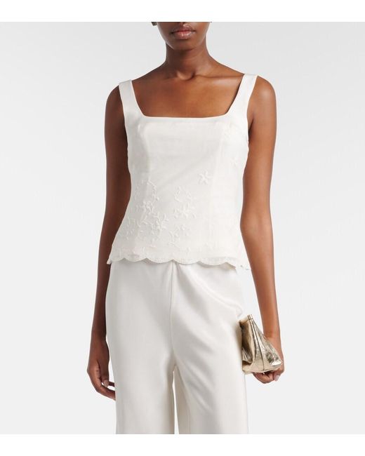 Posse White Cove Embroidered Tulle Top