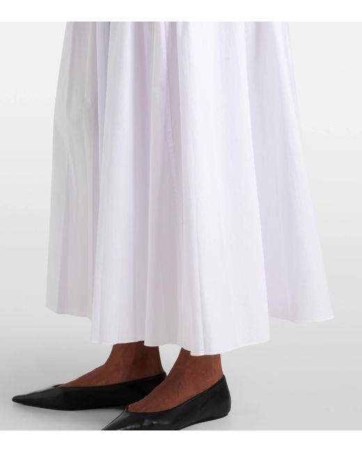 Staud White Procida High-rise Cotton Maxi Skirt