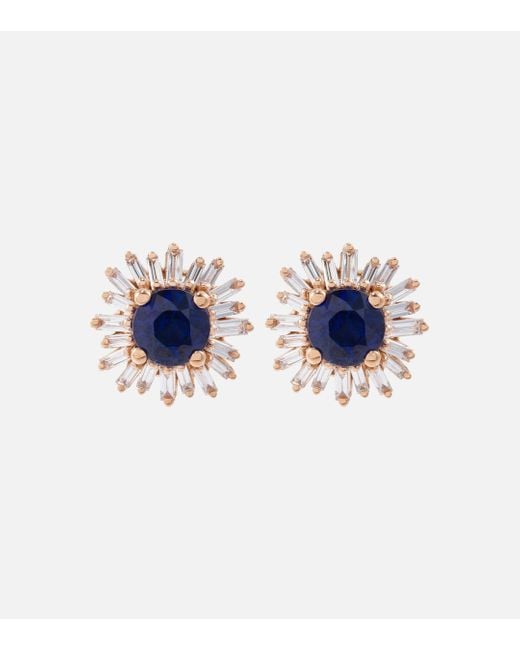 Suzanne Kalan Blue 18kt Rose Gold Earrings With Sapphires And Diamonds