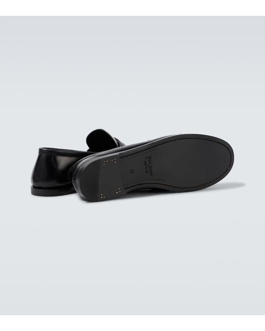 Saint Laurent Black Laurent Leather Penny Loafers for men