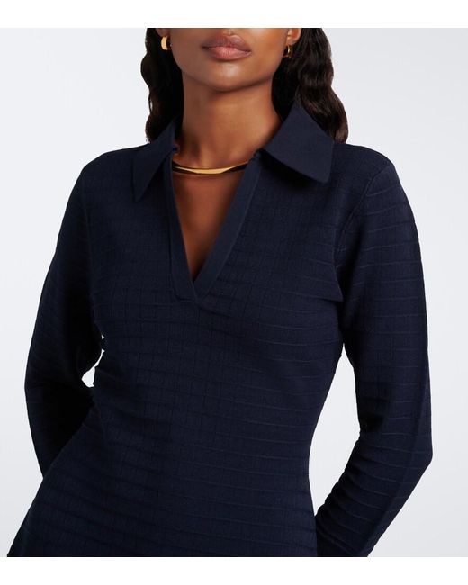 Veronica Beard Blue Celena Knitted Polo Dress