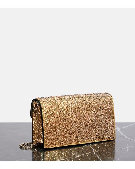 Christian Louboutin Metallic Clutch Loubi54 Small Aus Leder Mit Kristallen