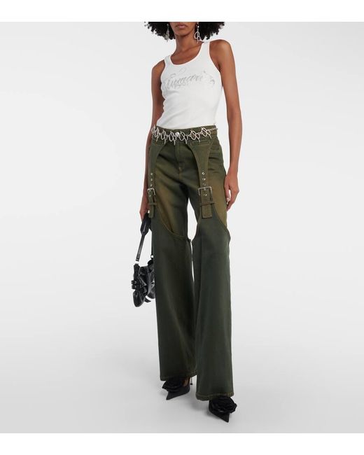 Blumarine Green High-Rise-Hose Aus Denim