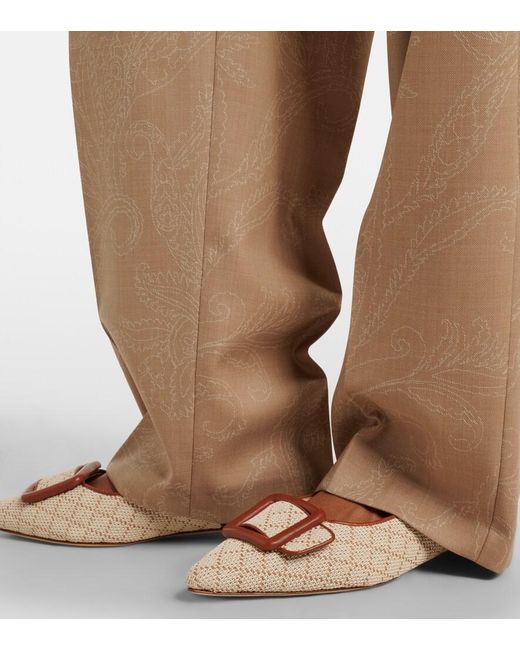 Manolo Blahnik Natural Maylura Raffia-Effect Slingback Flats