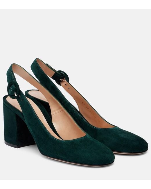 Gianvito Rossi Blue Suede Slingback Pumps