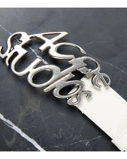 Acne Metallic Logo Leather Belt