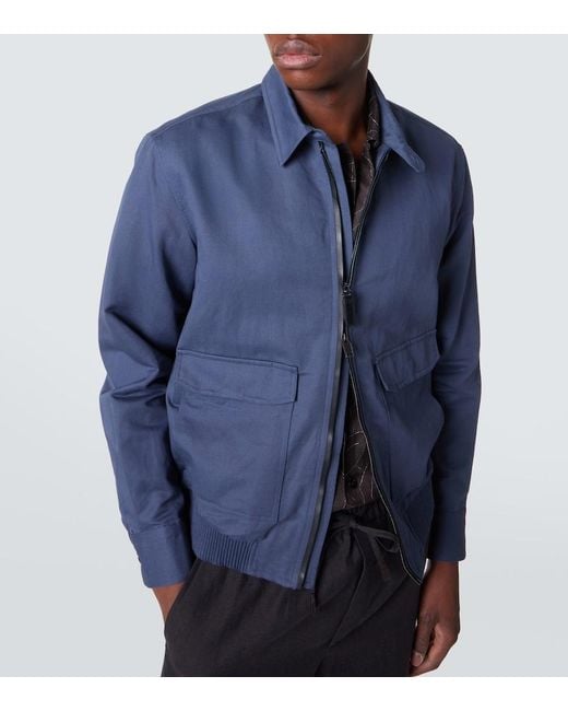 Brioni Blue Linen And Cotton Blouson Jacket for men