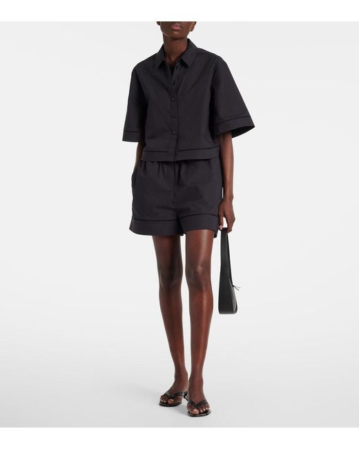 Rohe Blue Embroidered Cotton Poplin Shorts