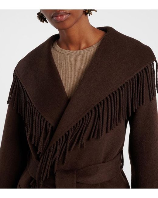 Jonathan Simkhai Brown Rowen Fringed Wool-Blend Jacket