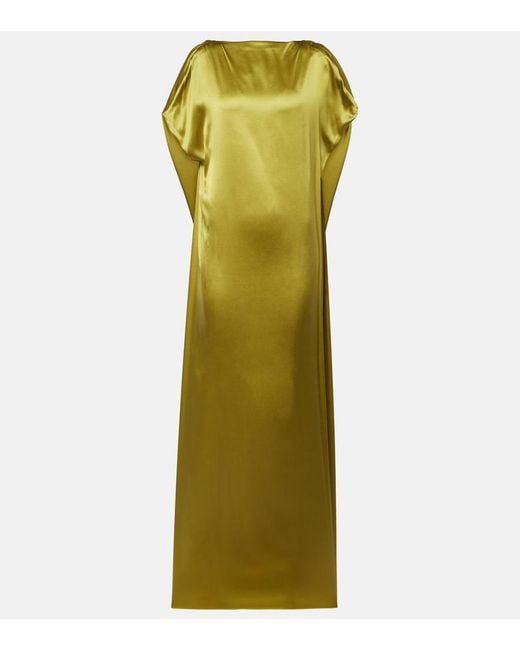 Dries Van Noten Green Silk-Blend Satin Gown