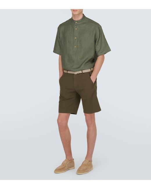 Camisa Hakusan de lino Loro Piana de hombre de color Green