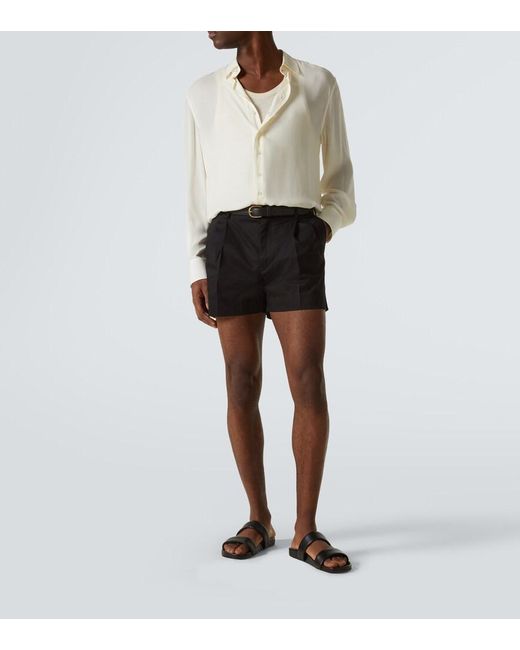 Dolce & Gabbana Black Cotton-Blend Gabardine Shorts for men