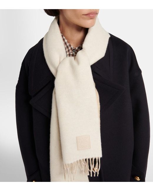 Loewe White Wool And Cashmere Scarf