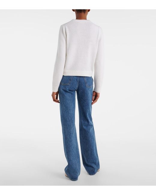 Khaite White Leta Cashmere Sweater