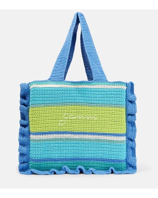 Ganni Crochet Tote Bag in Blue Lyst